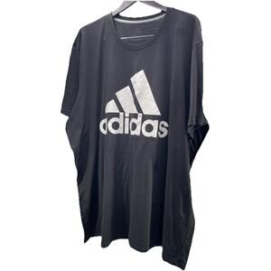 Men's Adidas 3 Stripes Logo Tee TShirt Black White Letters Size 4XL Pre Worn
